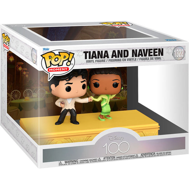 Figurine Funko POP Tiana et Naveen édition Disney 100th Anniversary vue de face avec détails colorés