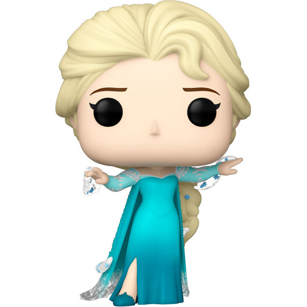 Vue de côté de la figurine POP Funko Elsa édition collector Disney 100ème anniversaire avec détails précis et couleurs vives