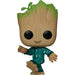 Vue latérale de la figurine Funko POP Groot en Onesie, détails du costume et emballage collector