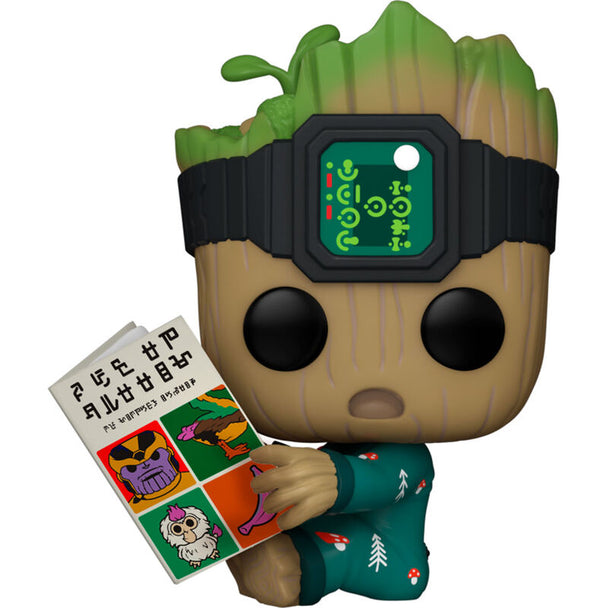 Détail de la figurine Groot en Onesie par Funko POP montrant le design fidèle et les couleurs vives