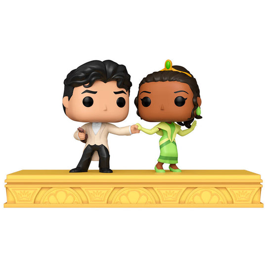 Vue latérale de la figurine POP Disney Tiana et Naveen célébrant le 100ème anniversaire de Disney