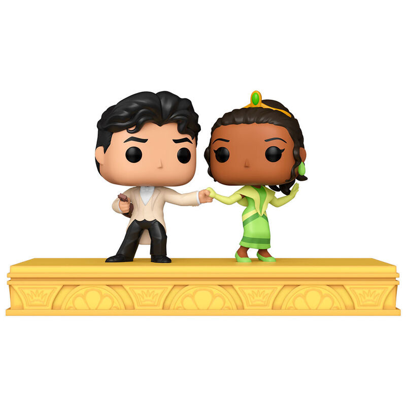 Vue latérale de la figurine POP Disney Tiana et Naveen célébrant le 100ème anniversaire de Disney