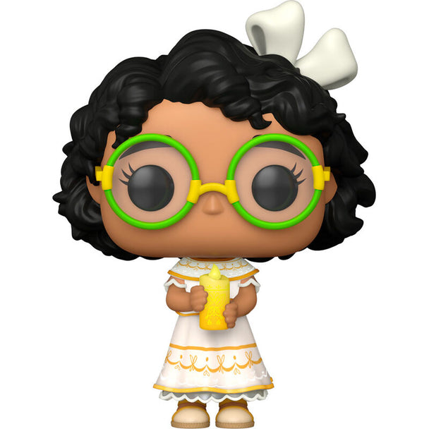 Vue rapprochée de la figurine Funko POP Mirabel Disney 100ème anniversaire montrant les détails colorés et le packaging