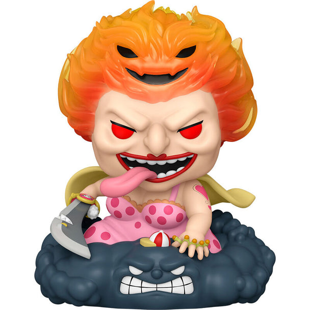 Figurine POP One Piece Big Mom affamée en vinyle, montrant les détails de la tenue et la posture dynamique