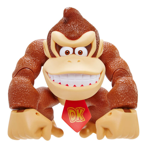 Gros plan sur le visage expressif de la figurine Donkey Kong Super Mario Bros avec fonctions interactives
