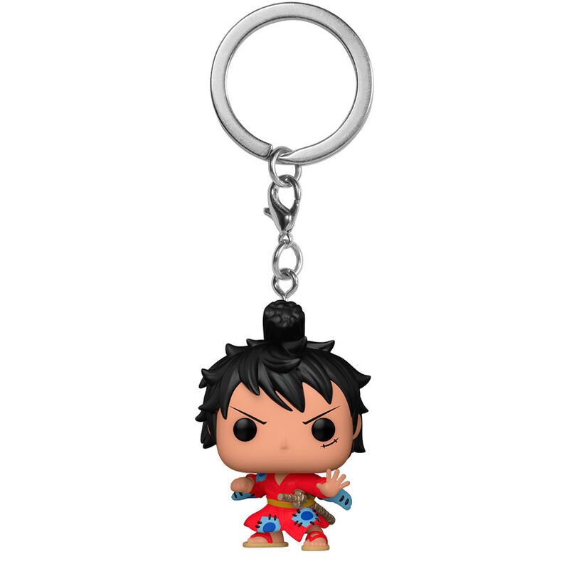 Vue rapprochée du porte-clés Pocket POP Luffytaro de One Piece montrant la qualité des matériaux et le design soigné.