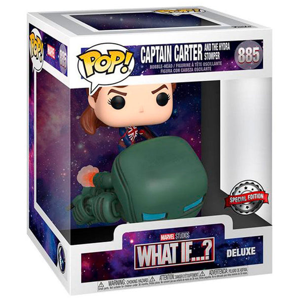 Figurine FUNKO POP exclusive de Captain Carter de la série Marvel What If, vue de face avec détails précis