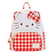 Vue de face du sac à dos Loungefly Hello Kitty Sanrio 28cm avec design coloré et logo Hello Kitty
