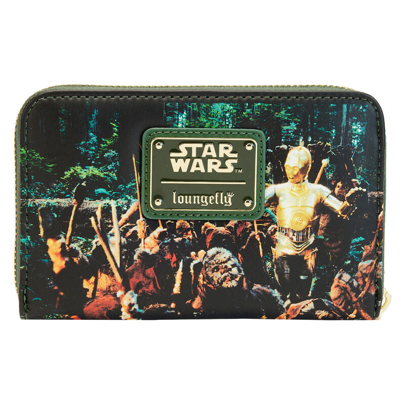 Intérieur du portefeuille Loungefly montrant la doublure imprimée assortie au thème Retour du Jedi