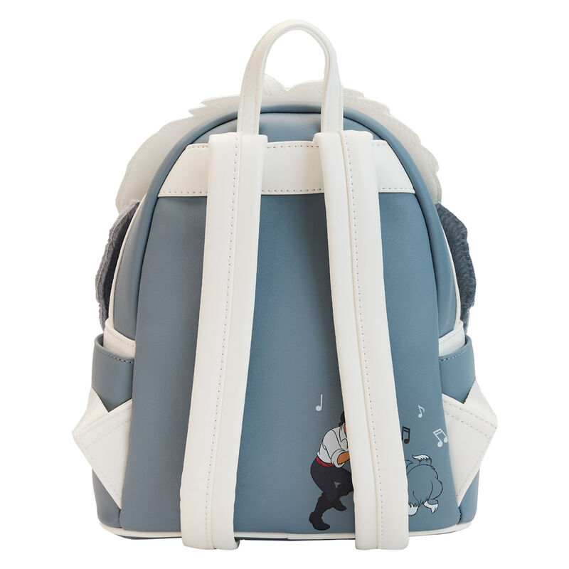 Vue latérale du sac à dos Loungefly Disney mettant en avant la texture du cuir vegan