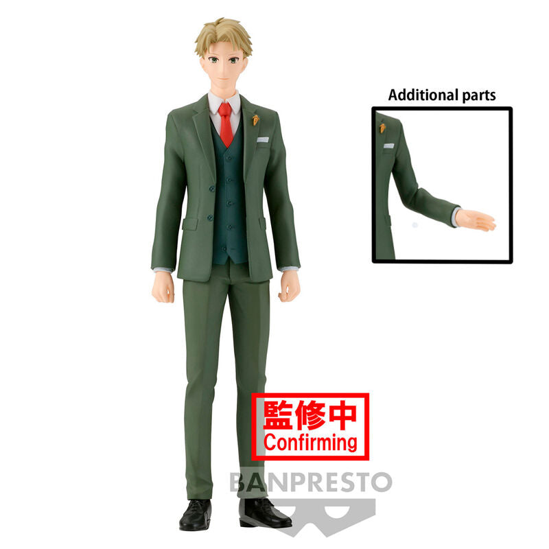 Figurine Loid Forger de Spy x Family mesurant 18 cm, vue de face avec détails précis et couleurs fidèles.