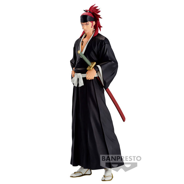Figurine de Renji Abarai de Bleach de 14cm par BANPRESTO, vue détaillée en couleur.