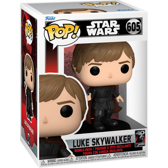 Figurine Funko POP Luke Skywalker 40e anniversaire Star Wars en vinyle de 12 cm avec boîte vitrine transparente