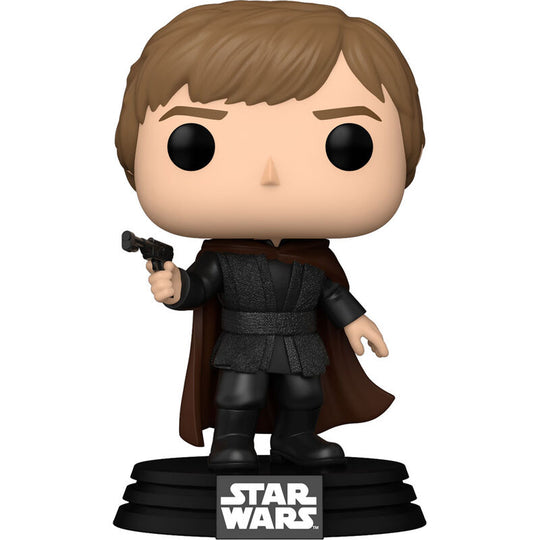 Vue rapprochée de la figurine Funko POP Luke Skywalker 40e anniversaire Star Wars montrant les détails du visage et du costume