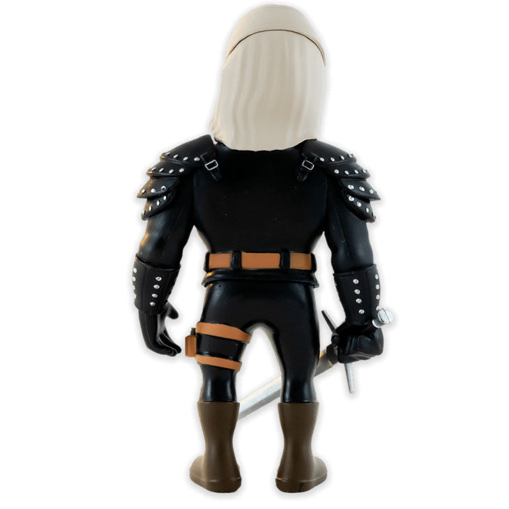 Vue rapprochée du visage expressif de la figurine Geralt The Witcher par MINIX