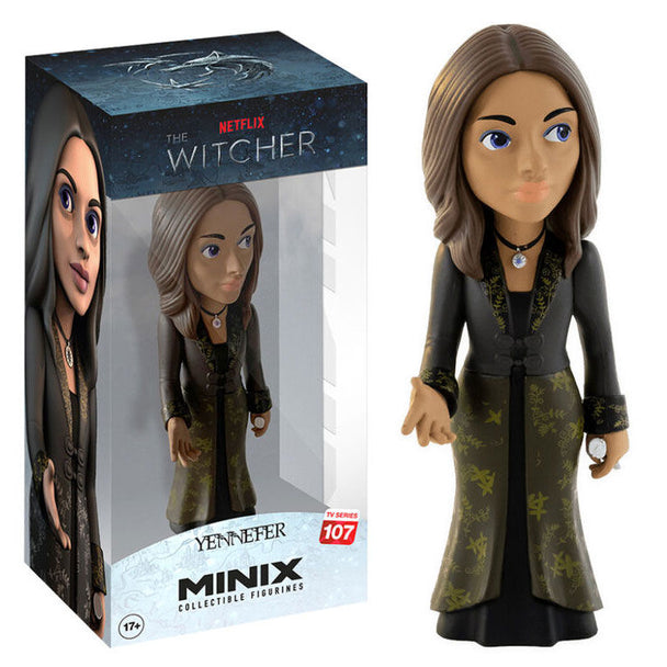 Figurine Yennefer The Witcher MINIX vue de face avec détails du visage et costume
