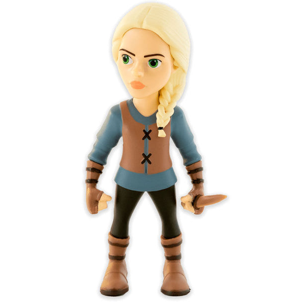 Profil latéral de la figurine Ciri MINIX montrant la posture dynamique et la qualité des finitions