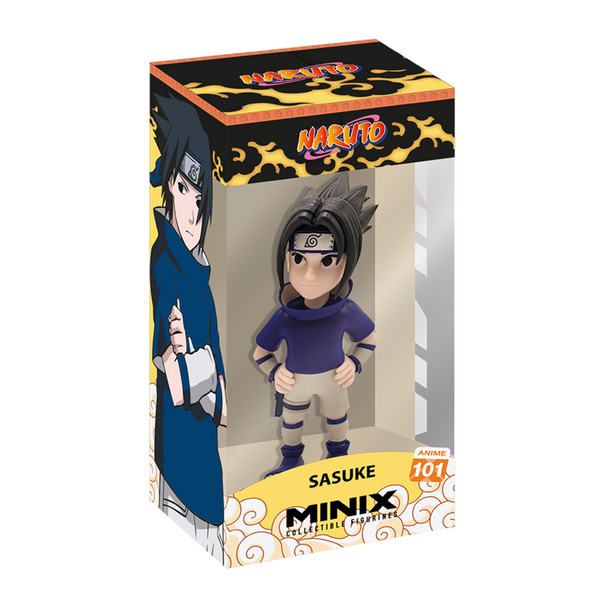 Figurine Sasuke Uchiha Naruto Shippuden MINIX 12cm vue de face avec détails du costume