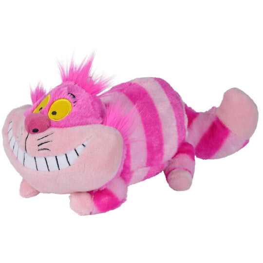 Peluche de 25 cm représentant le Cheshire Chat d'Alice au Pays des Merveilles par SIMBA, en tissu doux avec un large sourire caractéristique.