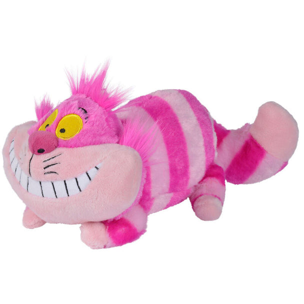Peluche de 25 cm représentant le Cheshire Chat d'Alice au Pays des Merveilles par SIMBA, en tissu doux avec un large sourire caractéristique.