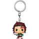 Vue de côté du porte-clés Pocket POP Funko Demon Slayer montrant la chaîne métallique et le design compact