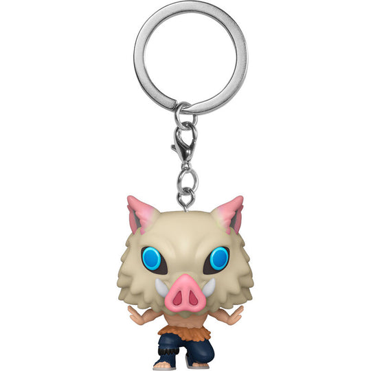 Porte-clés Pocket POP FUNKO représentant Inosuke Hashibira de Demon Slayer avec son masque caractéristique et ses détails précis