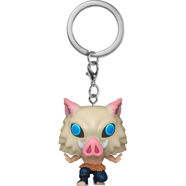Porte-clés Pocket POP FUNKO représentant Inosuke Hashibira de Demon Slayer avec son masque caractéristique et ses détails précis