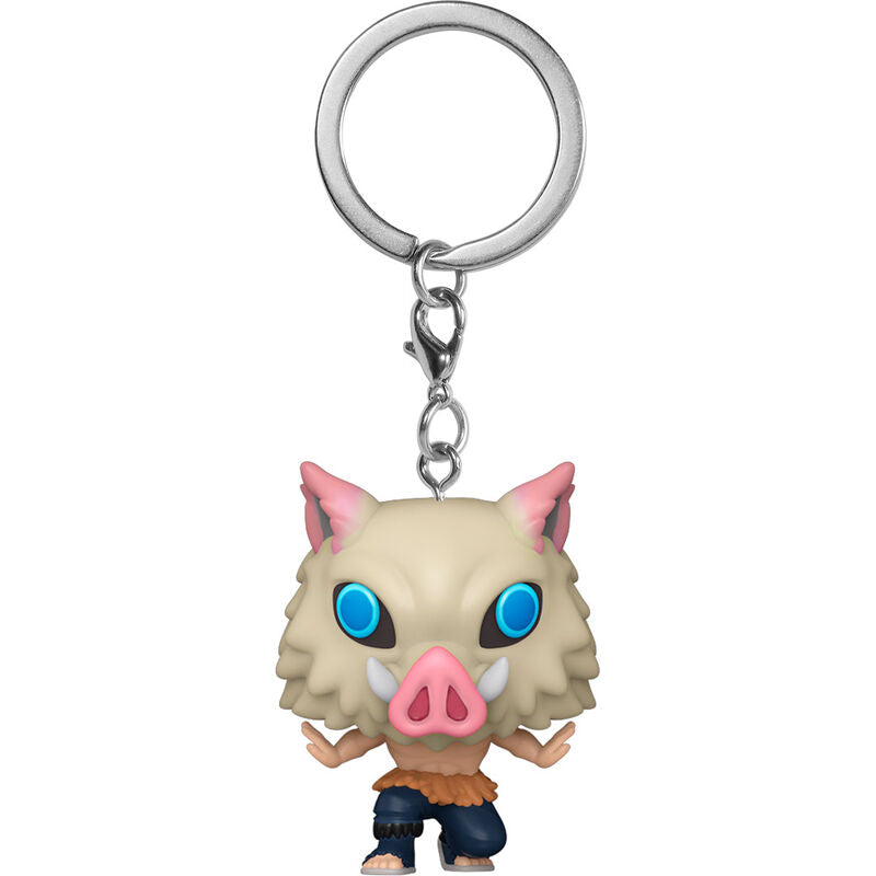 Porte-clés Pocket POP FUNKO représentant Inosuke Hashibira de Demon Slayer avec son masque caractéristique et ses détails précis