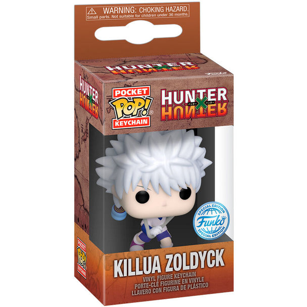 Porte-clés Funko Pocket POP Killua Zoldyck en gros plan avec détails précis du visage et costume