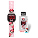 Montre LED Disney Minnie Mouse vue de face avec cadran illuminé et bracelet coloré pour enfants