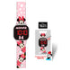 Montre LED Disney Minnie Mouse vue de face avec cadran illuminé et bracelet coloré pour enfants