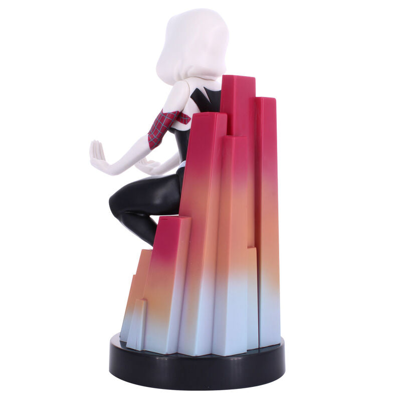 Figurine Spider Gwen Cable Guy Marvel de 20 cm vue de face tenant une manette de jeu