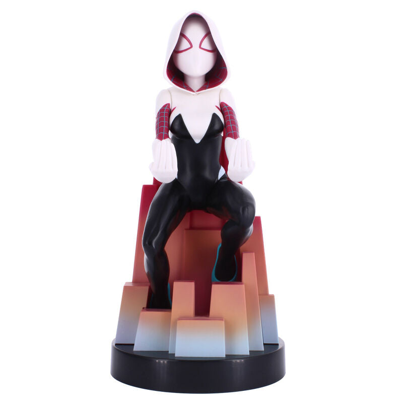 Détail du visage de la figurine Spider Gwen Cable Guy avec costume Marvel