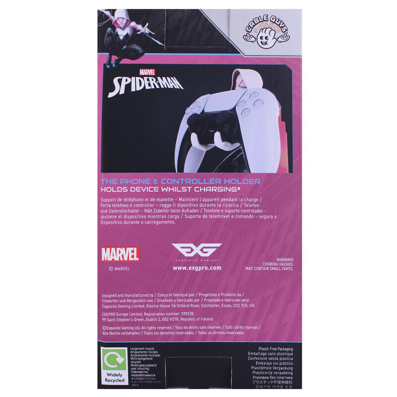 Figurine Marvel Spider Gwen Cable Guy avec manette Xbox Series X sur bureau