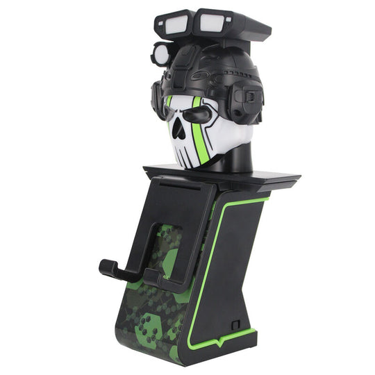 Profil latéral du support de charge avec éclairage LED blanc et décor comic book