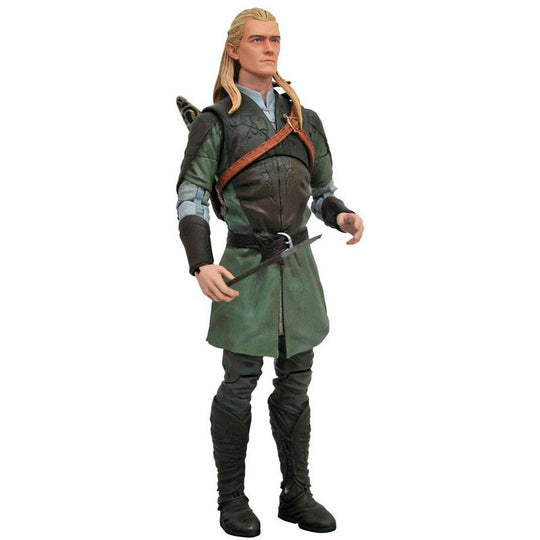 Figurine Legolas articulée de 18 cm de hauteur vue de face avec arc prêt à tirer