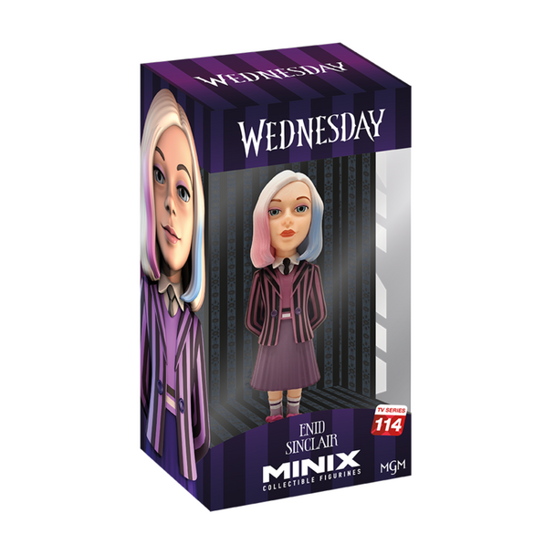 Figurine Wednesday Enid Sinclair MINIX de 12cm vue de face avec détails précis et couleurs vives