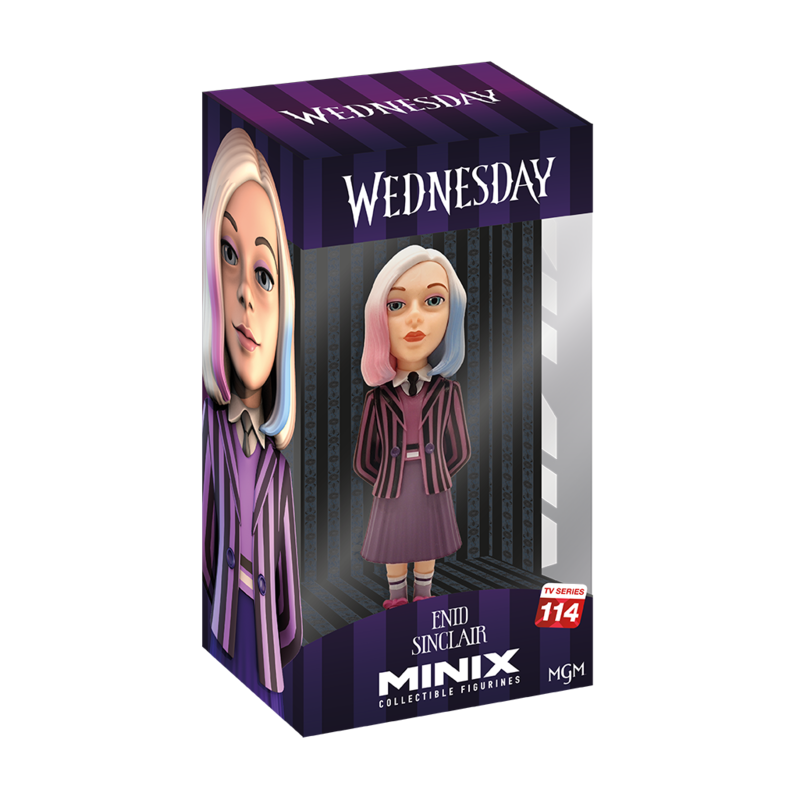 Figurine Wednesday Enid Sinclair MINIX de 12cm vue de face avec détails précis et couleurs vives