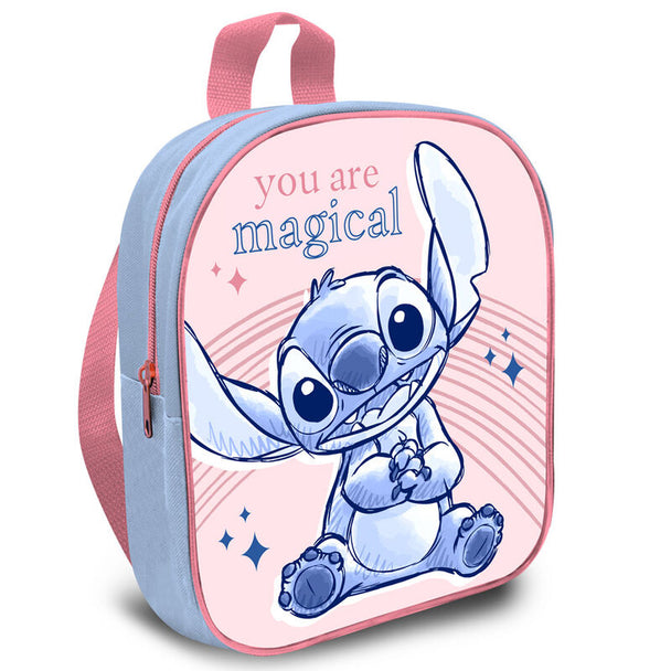 Sac à dos Disney Stitch 29cm bleu avec design coloré et bretelles ajustables, parfait pour enfants et fans.