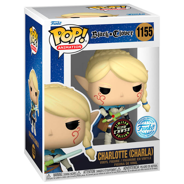 Figurine Funko POP Charlotte Chase de Black Clover en vinyle, vue de face avec détails colorés