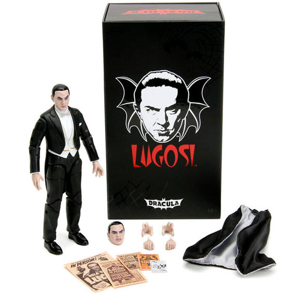 Figurine Dracula Bela Lugosi 15cm en position debout avec cape noire flottante