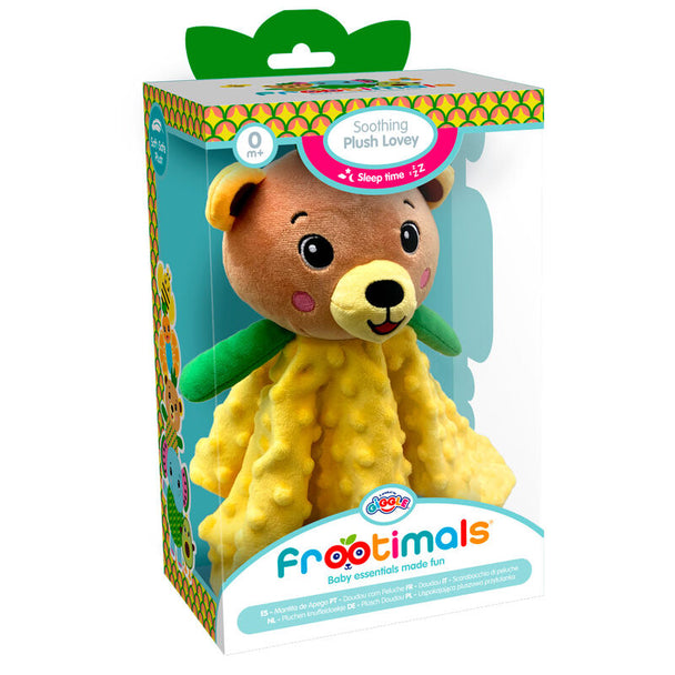 Doudou peluche Bubba Tropibear Frootimals doux et coloré vu de face, idéal pour apaiser bébé.