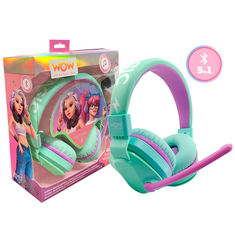 Gros plan sur le micro intégré du casque sans fil WOW GENERATION avec boutons de contrôle sur l'arceau