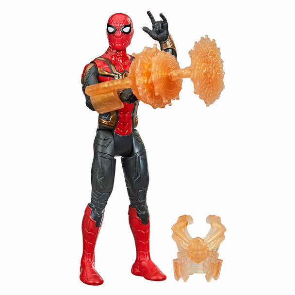 Vue de face de la figurine articulée Spiderman Marvel avec détails précis du costume