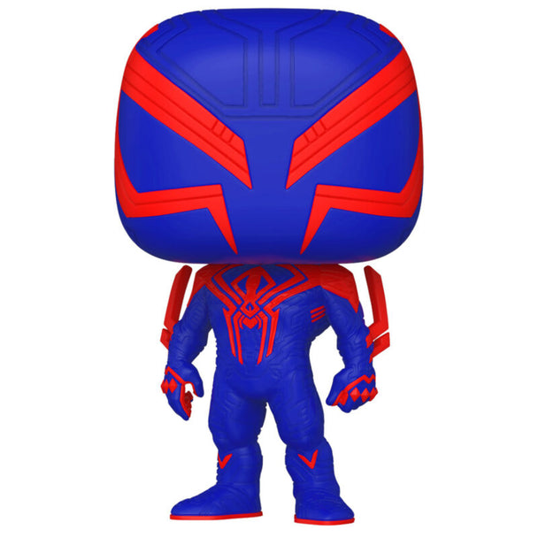 Vue rapprochée de la figurine Funko POP Spider-Man 2099 avec détails de costume bleu et rouge