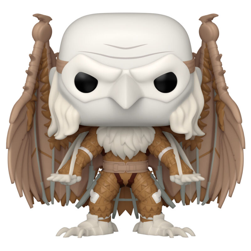 Détail de la figurine Funko POP Vautour Médiéval Marvel avec boîte collector transparente