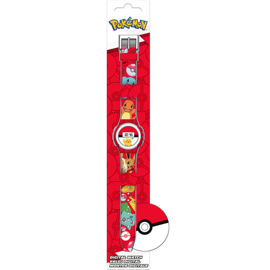 Montre digitale Pokémon KIDS LICENSING vue de face avec écran numérique et design coloré