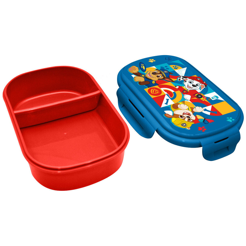 Lunch box Paw Patrol fermée aux couleurs vives avec illustrations des personnages de la série