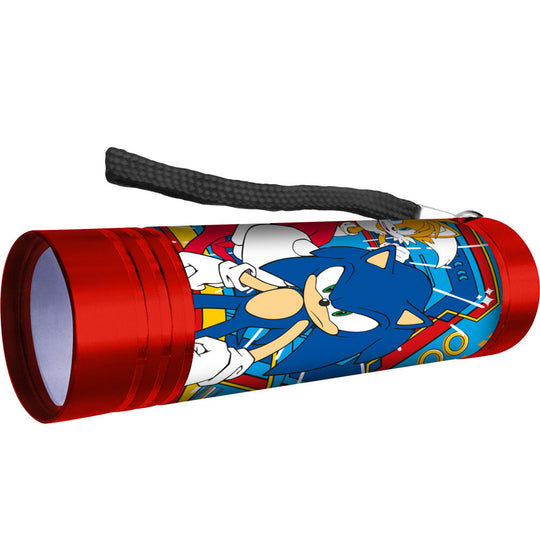 Détail du design coloré de la torche LED Sonic The Hedgehog aux dimensions 11x21cm