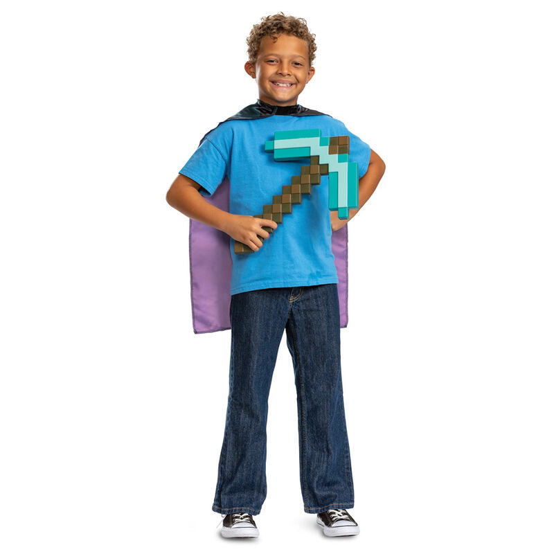Image rapprochée des motifs pixelisés du costume Minecraft Layer, soulignant la qualité d'impression et la finition